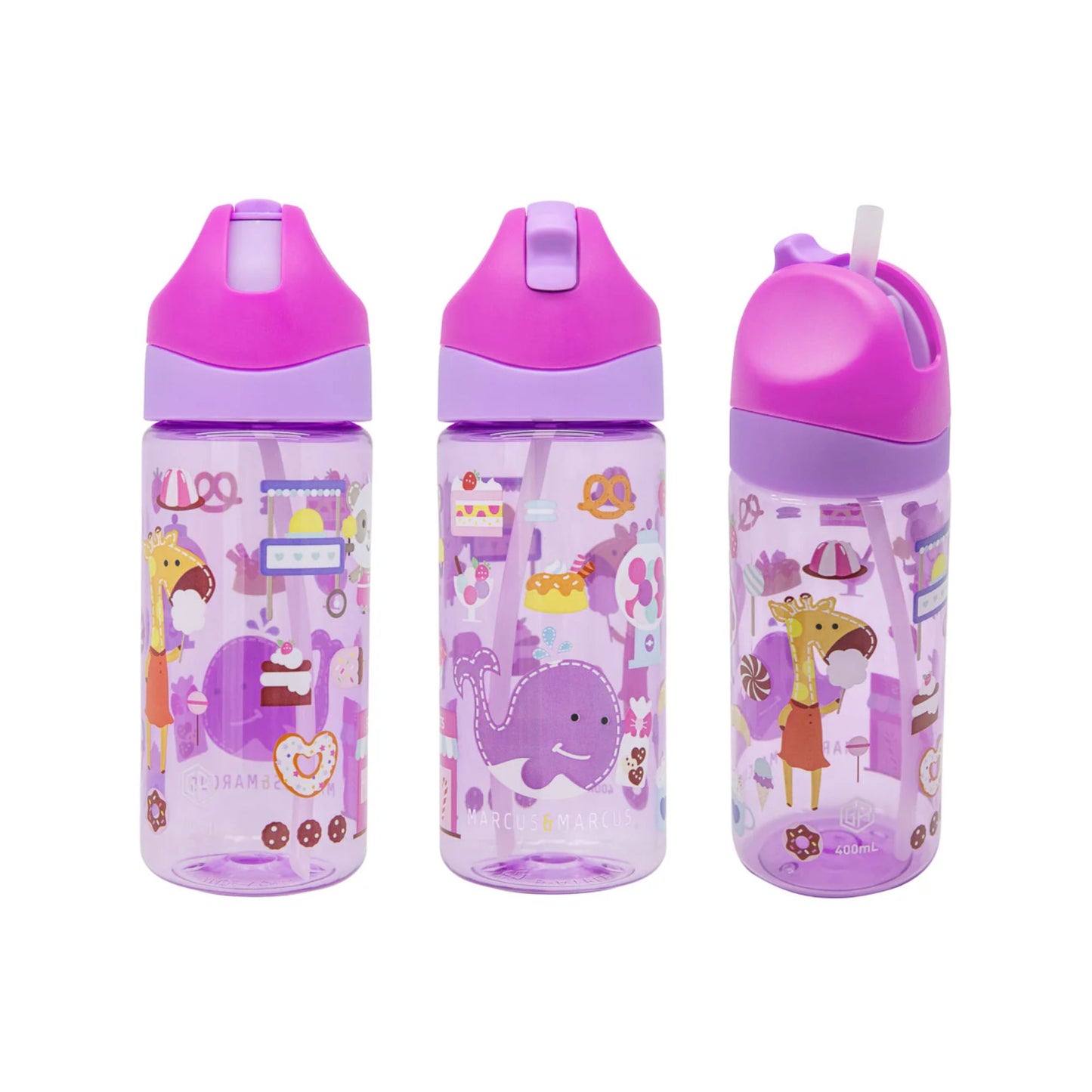 Marcus & Marcus Antibacterial Tritan Straw Bottle (400ml)