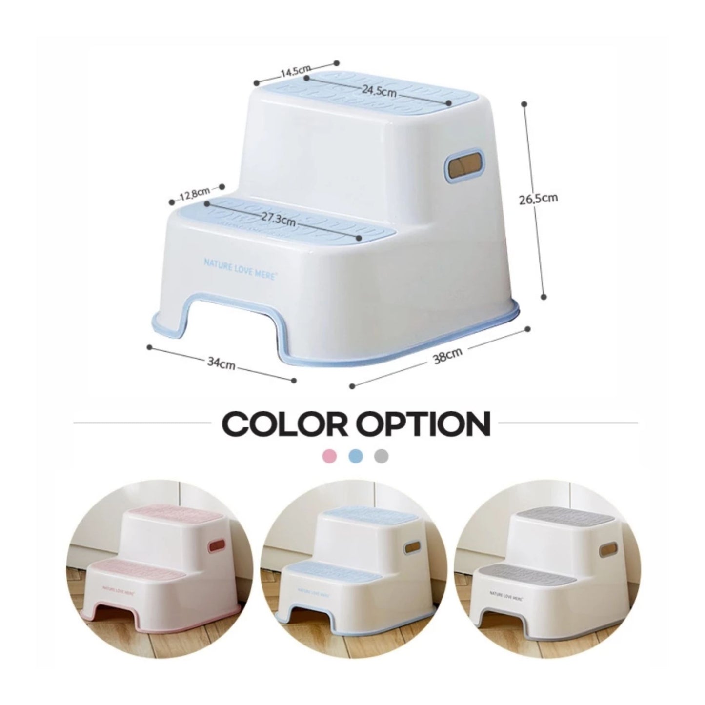 Nature Love Mere ABC Safety Step Stool For Kids (Anti-Slip, Potty Training, Booster)