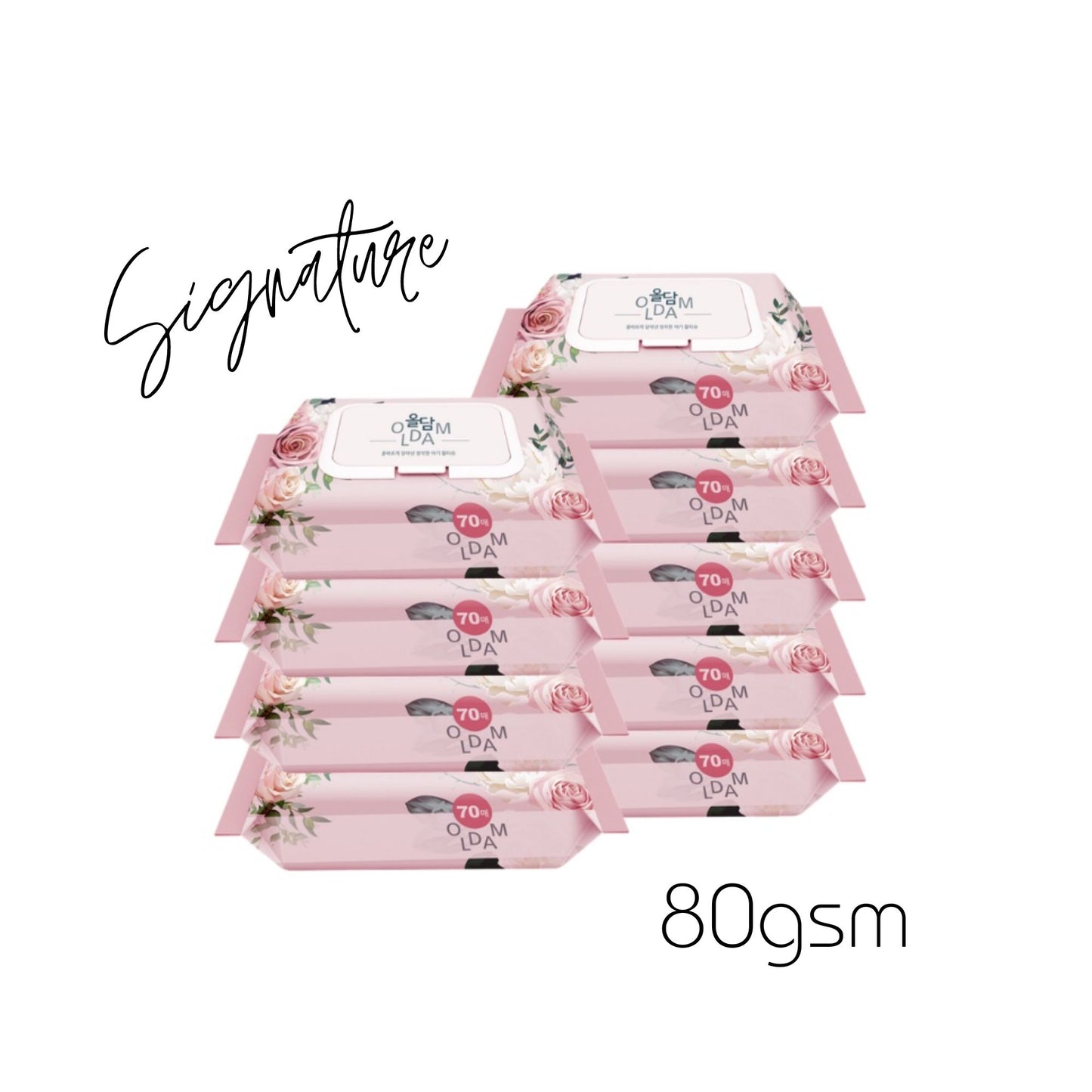 Oldam 올담 Signature Korean Baby Wipes (9 Packs x 70pcs) - Super Duper Thick (80gsm), Super Duper Moist