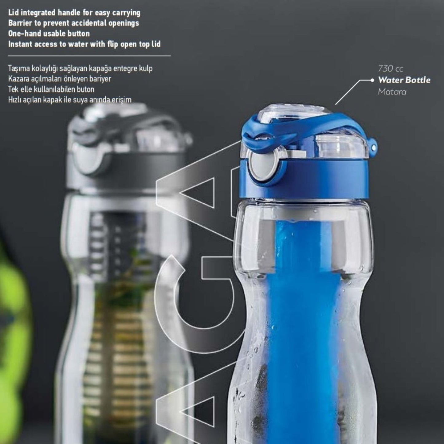 Renga Saga Tritan Water Bottle With Ice Tube - 730ML