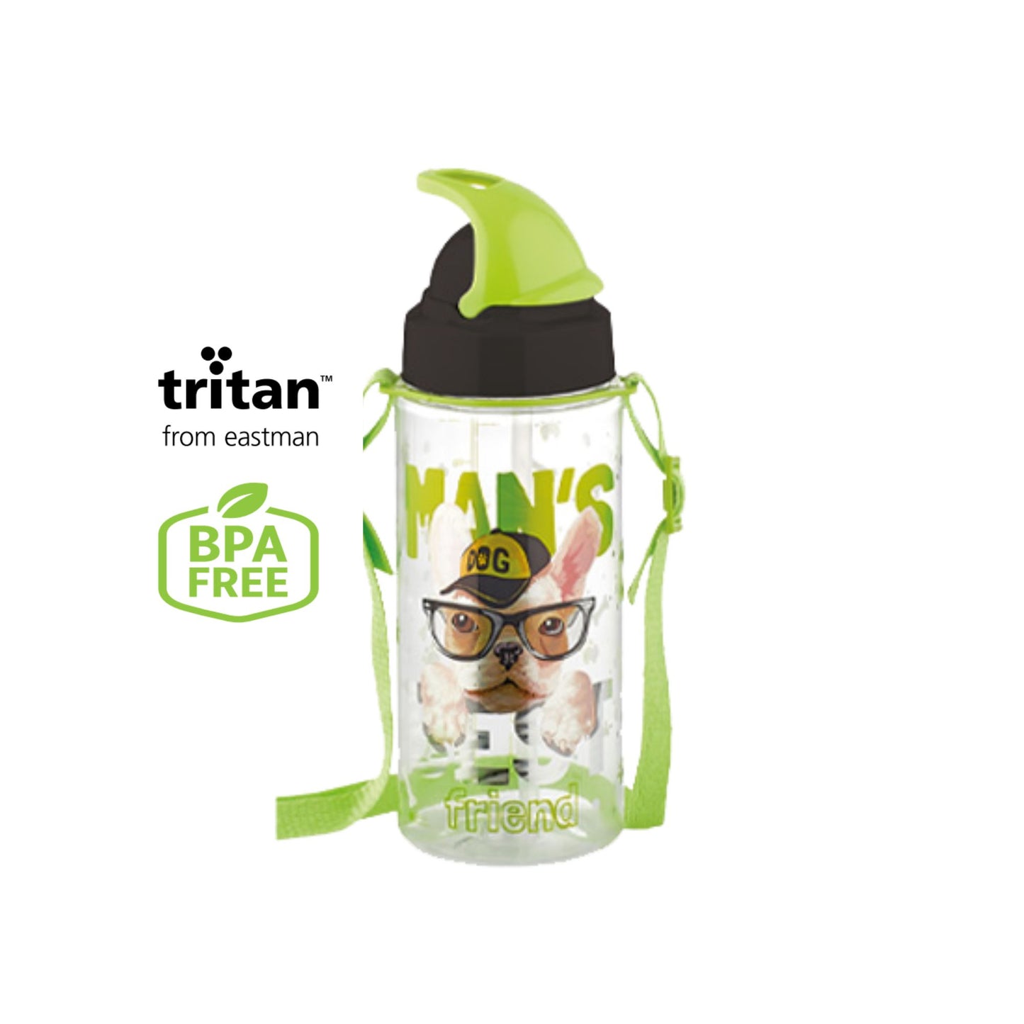 Renga Sonic Tritan Water Bottle With Straw And Shoulder Strap - 500ML