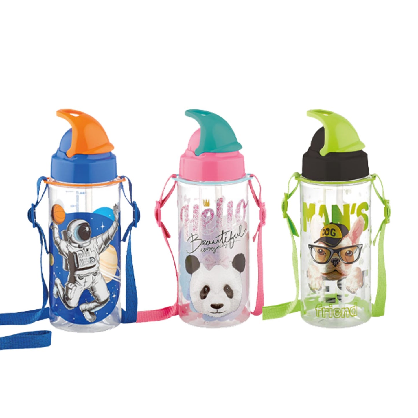 Renga Sonic Tritan Water Bottle With Straw And Shoulder Strap - 500ML
