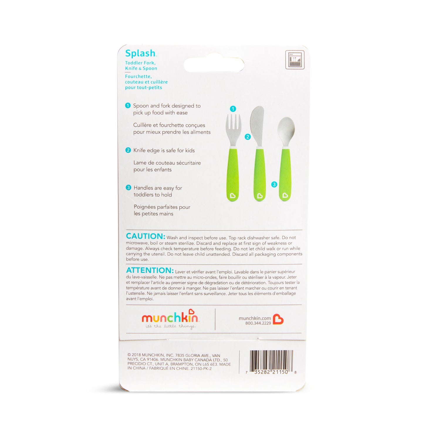 Munchkin Splash ™ Toddler Fork, Knife & Spoon Set