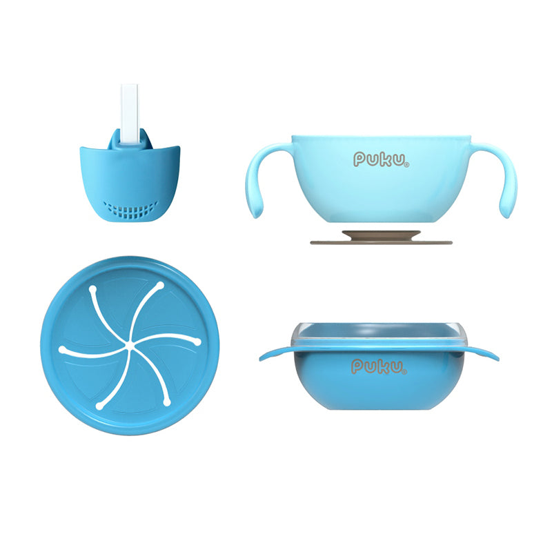 Puku 4pcs Set Suction Bowl (Blue/Pink/Yellow)