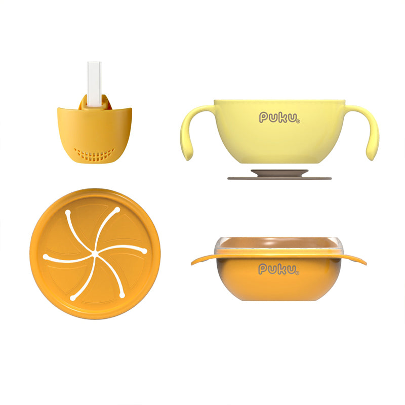 Puku 4pcs Set Suction Bowl (Blue/Pink/Yellow)