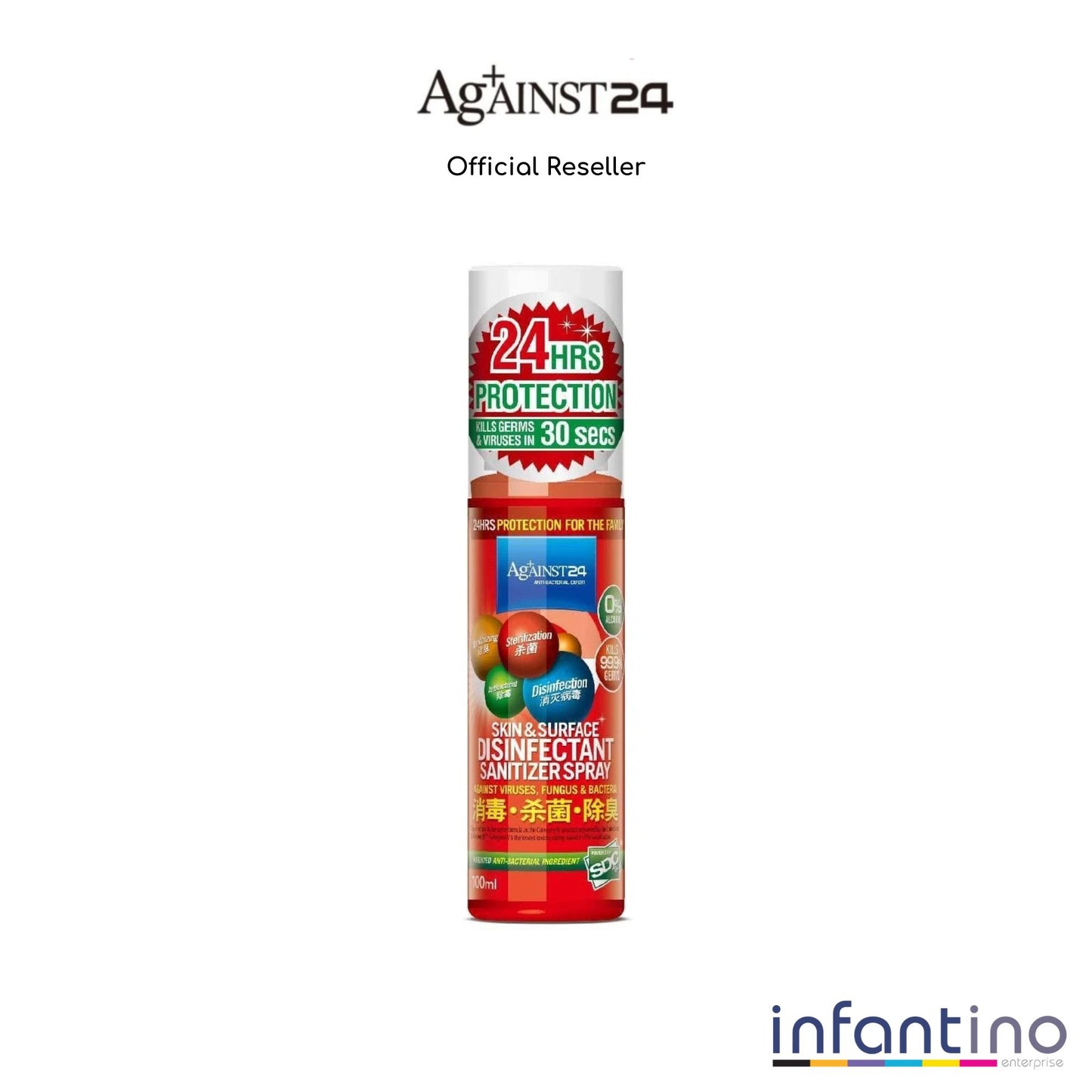 Against24 Skin & Surface Disinfectant Sanitizer Spray (100ml)