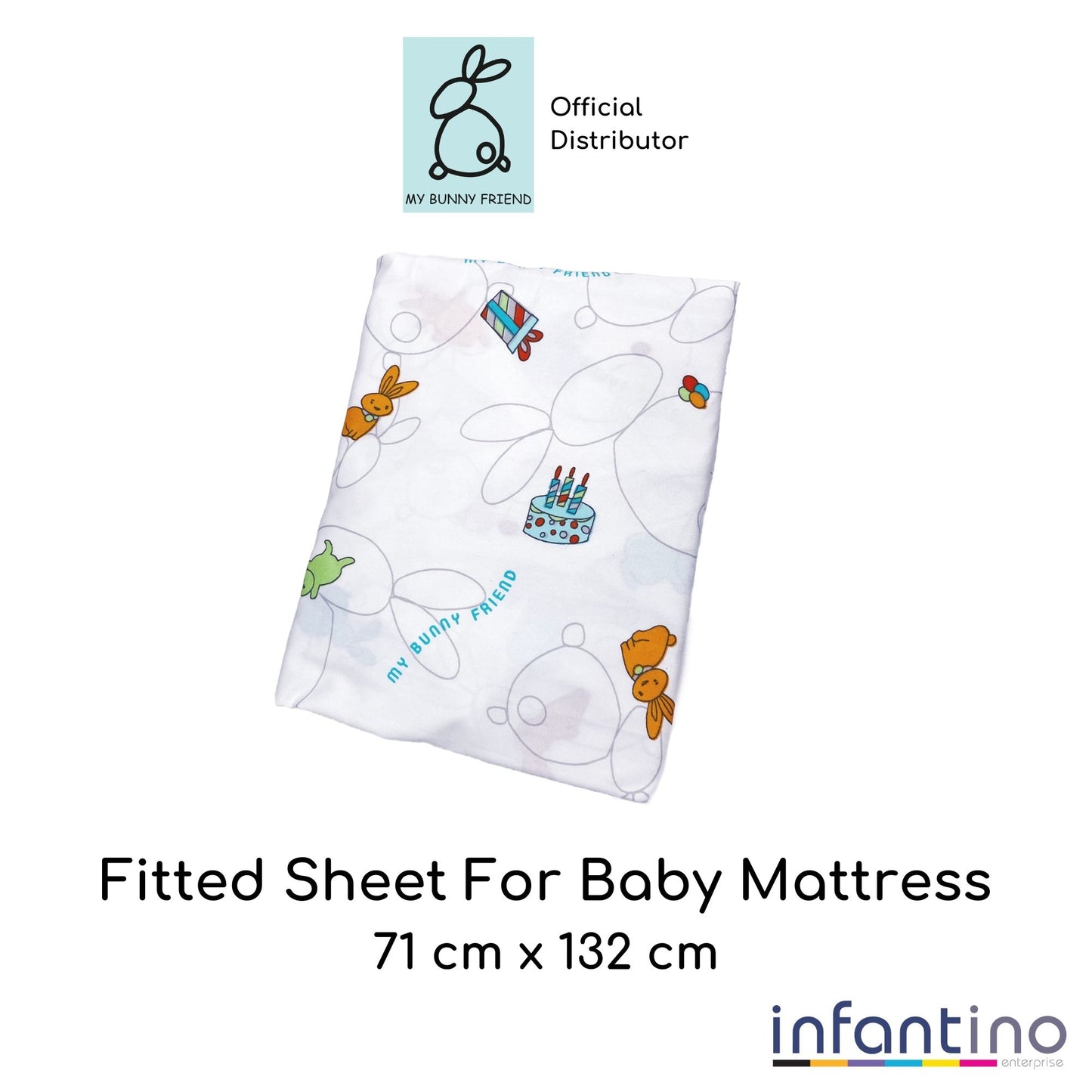 My Bunny Friend Fitted Sheet For Baby Mattress (Bunny Party)