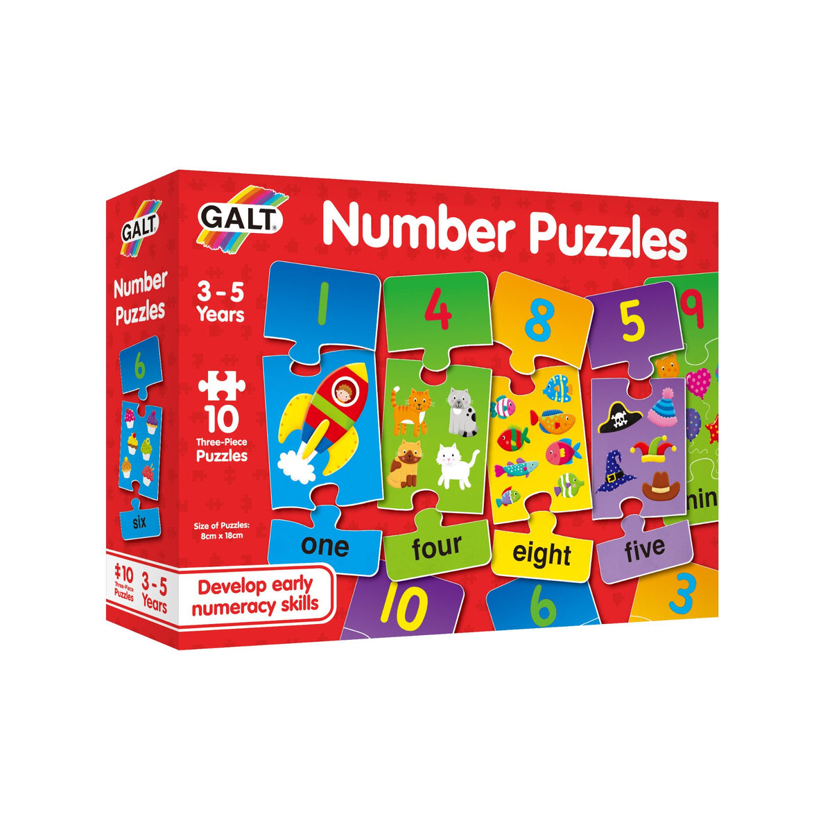 Galt Toys Zählpuzzle – Lernpuzzle Aus Holz, 6 Teile, Mit 15 Tierfiguren, Für Kinder Ab 2 Jahren