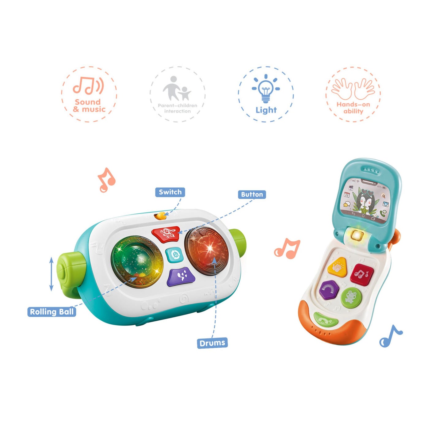 Maya & Friends Flip Phone And Boombox Musical Toy Set