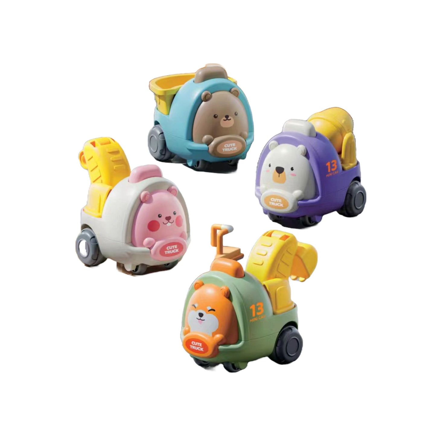 Maya & Friends Cute Animal Toy Construction Vehicles (4pcs)