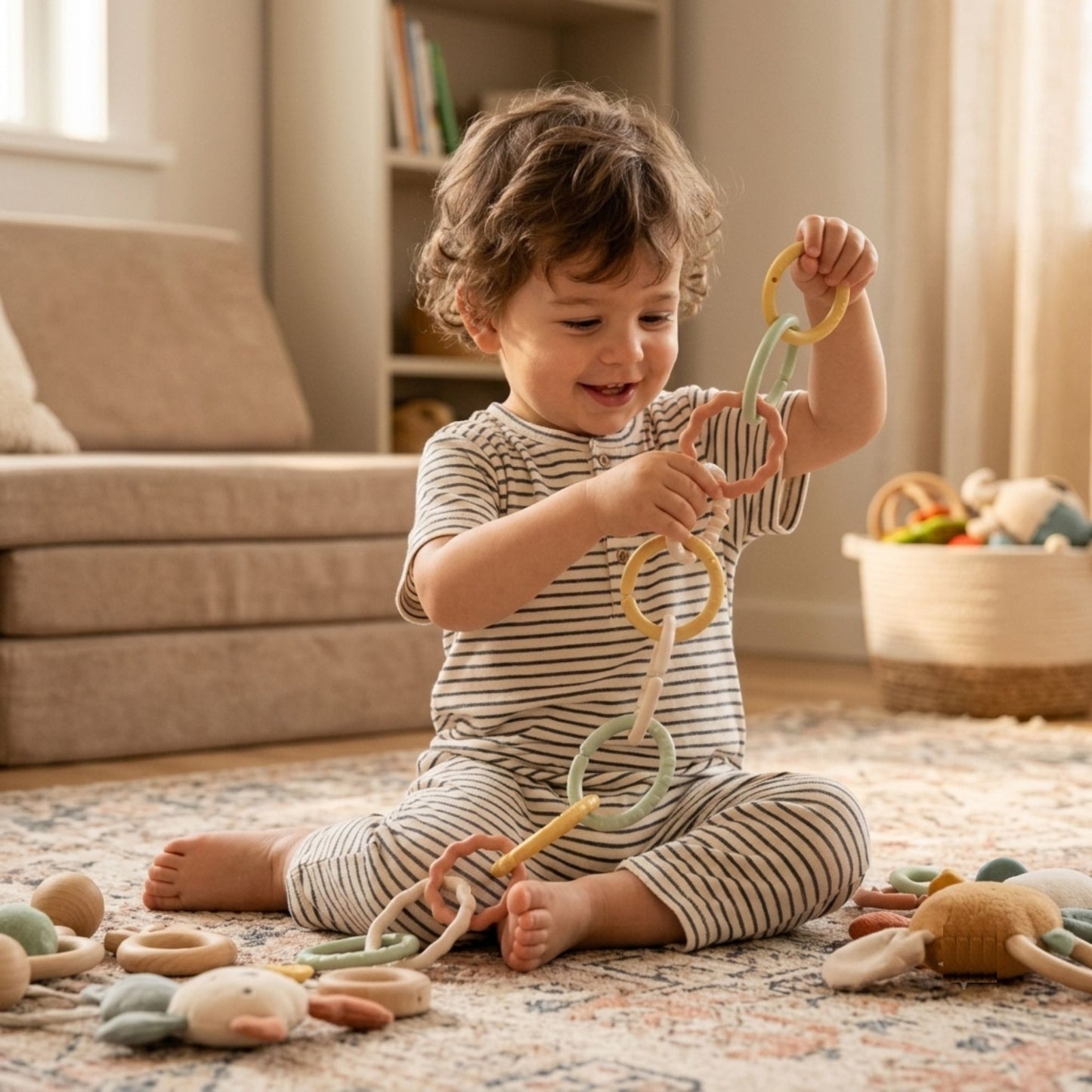 Maya & Friends Bio Combo Toy Set (Linking Chains, Shape Sorter & Wave Shape Stacker)