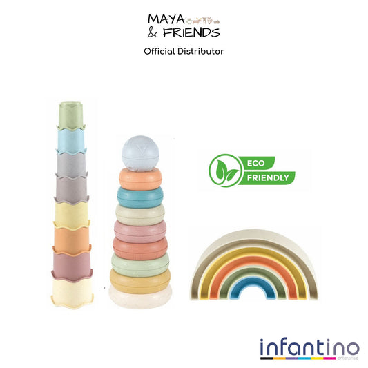 Maya & Friends Bio Combo Toy Set (Rainbow Stacker, Stacking Rings & Cup Stacker)