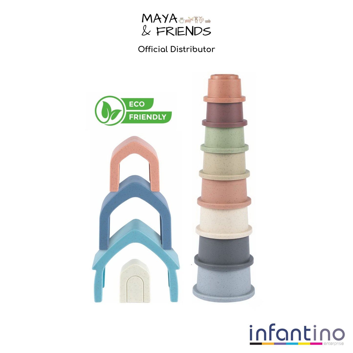Maya & Friends Bio Combo Toy Set (Stacking House & Stacking Cups)