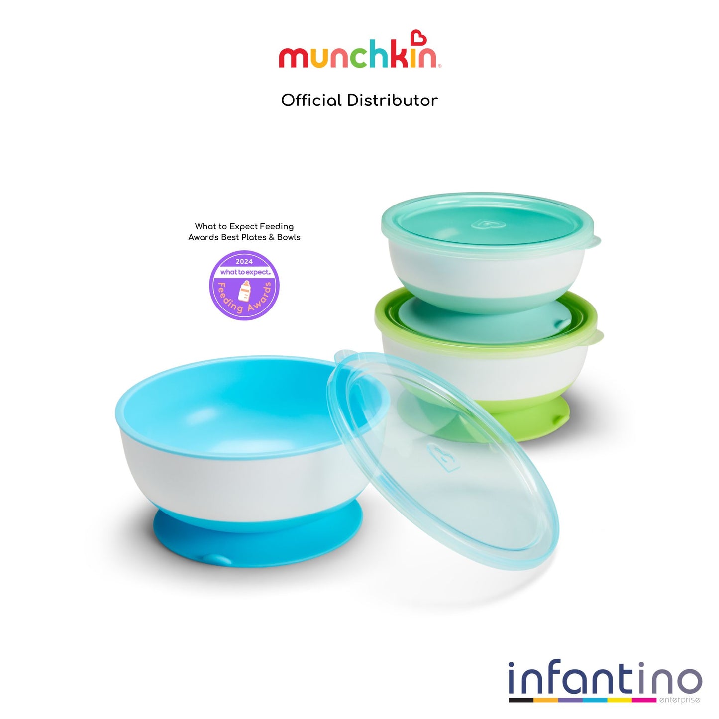 Munchkin Stay Put ™ Suction Bowls With Lids