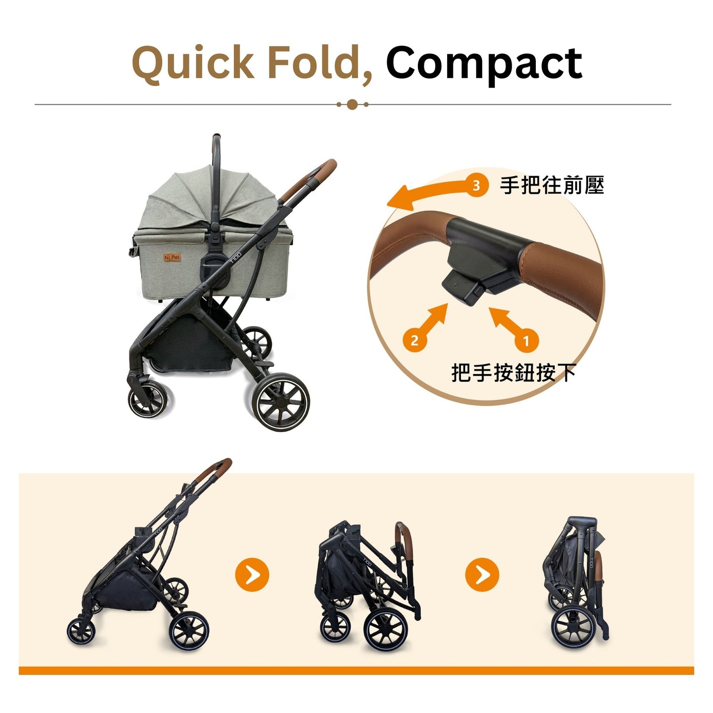 Ni Pet T100 Plus Detachable Pet Stroller