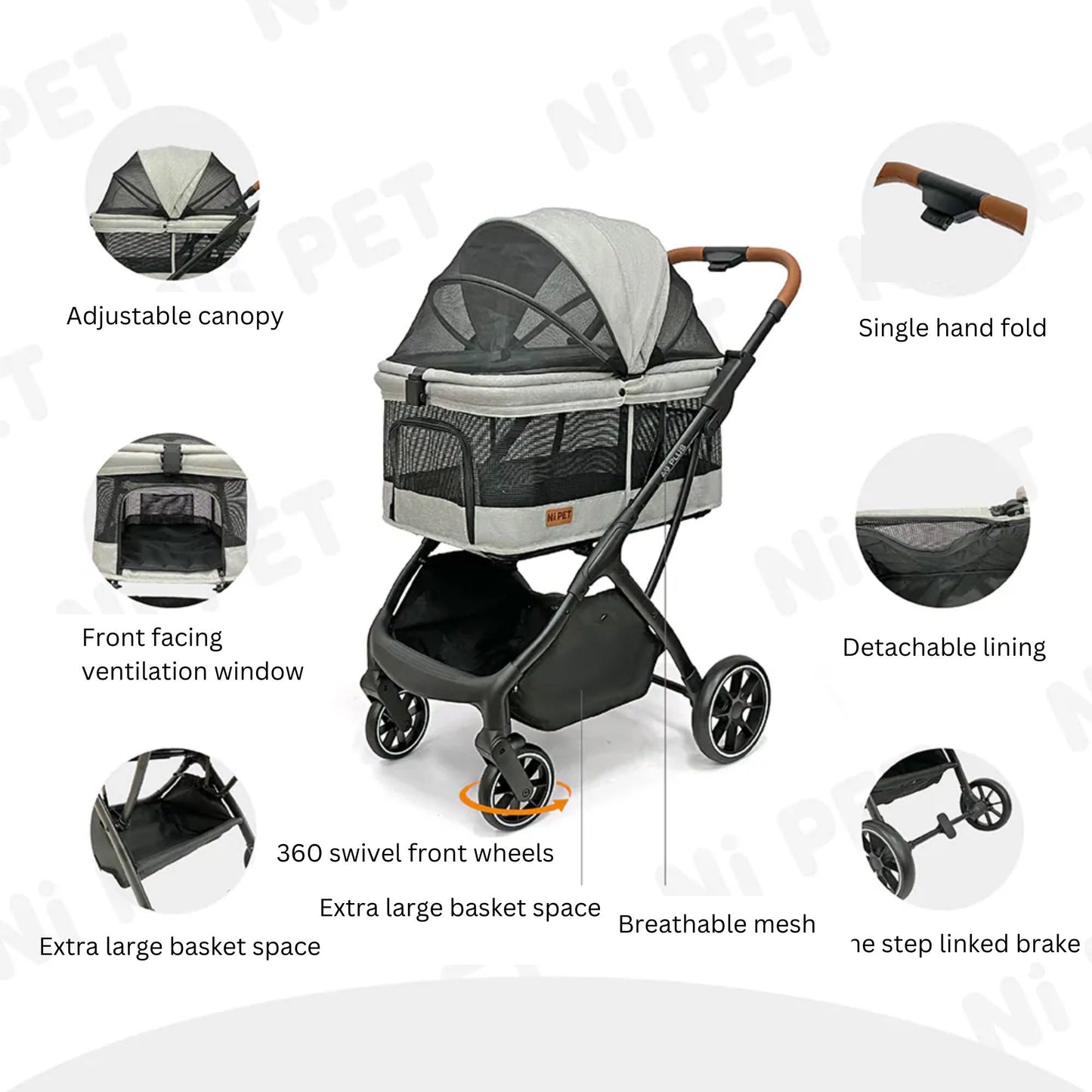 Ni Pet A9 Plus Quickfold Pet Stroller - Infantino