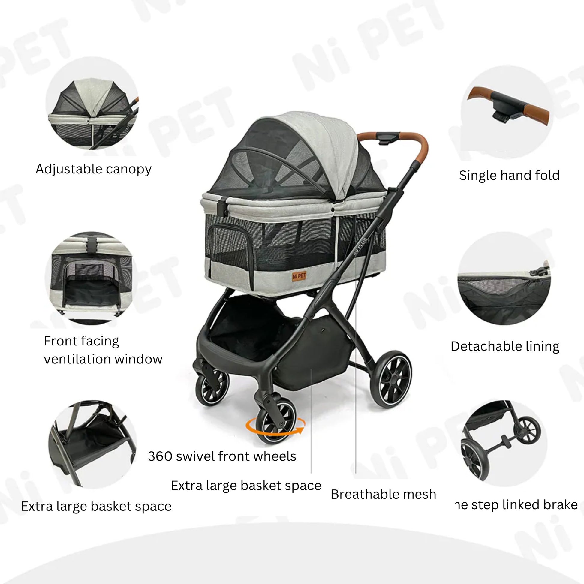 Ni Pet A9 Plus Quickfold Pet Stroller - Infantino