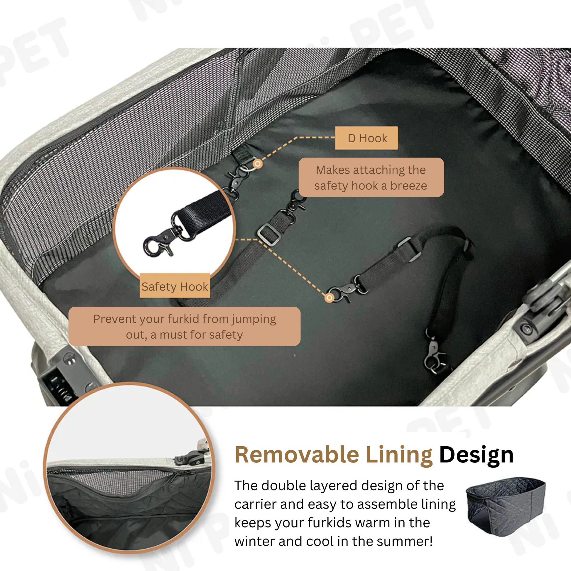 Ni Pet A9 Plus Quickfold Pet Stroller - Infantino