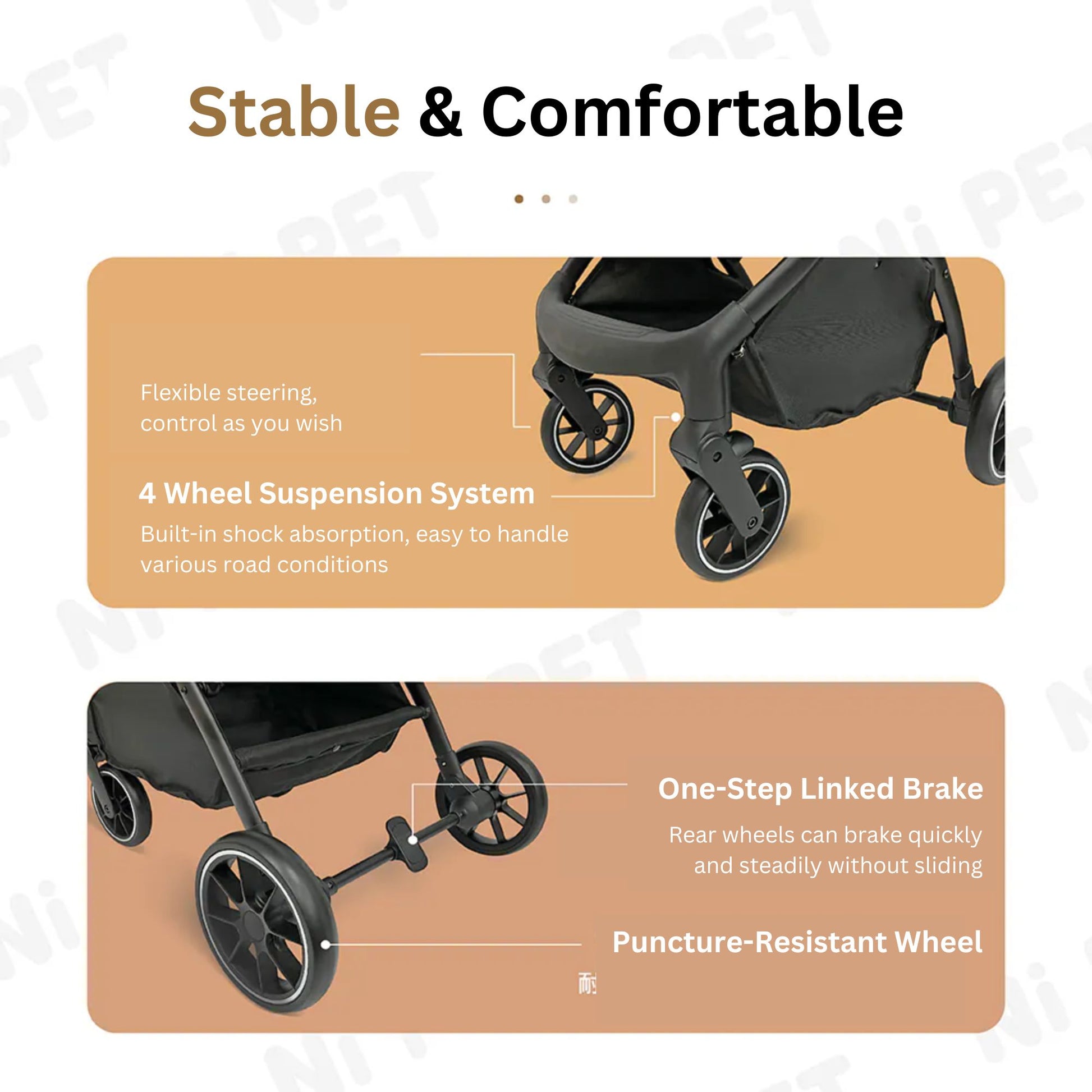 Ni Pet A9 Plus Quickfold Pet Stroller - Infantino