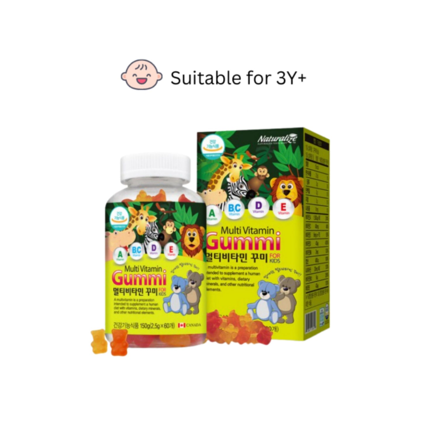 Naturalize Multivitamin Gummies For Toddlers And Kids Health (Calcium, Vitamin C, Vitamin D, Zinc)