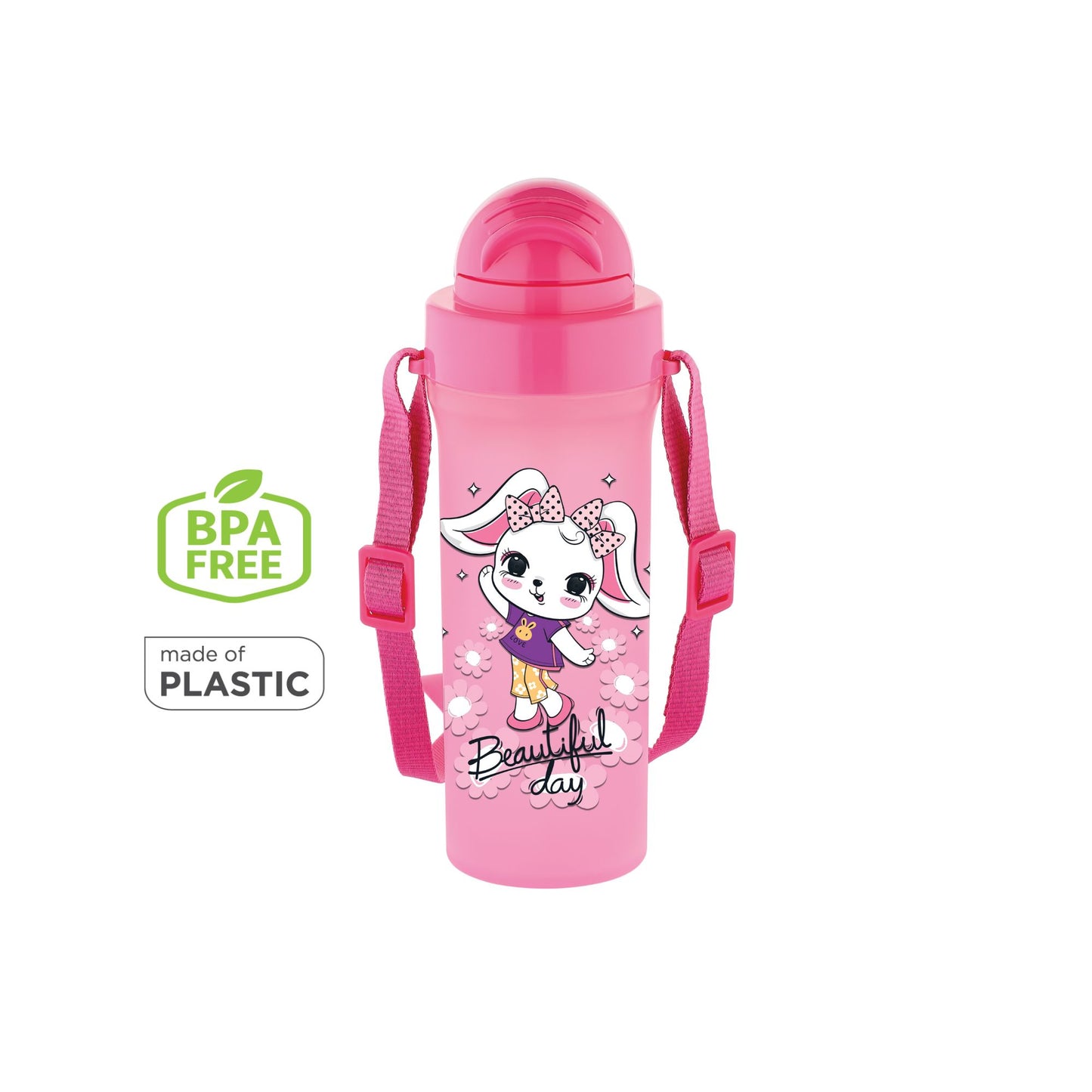 Renga Migo Water Bottle With Straw And Shoulder Strap - 300ML