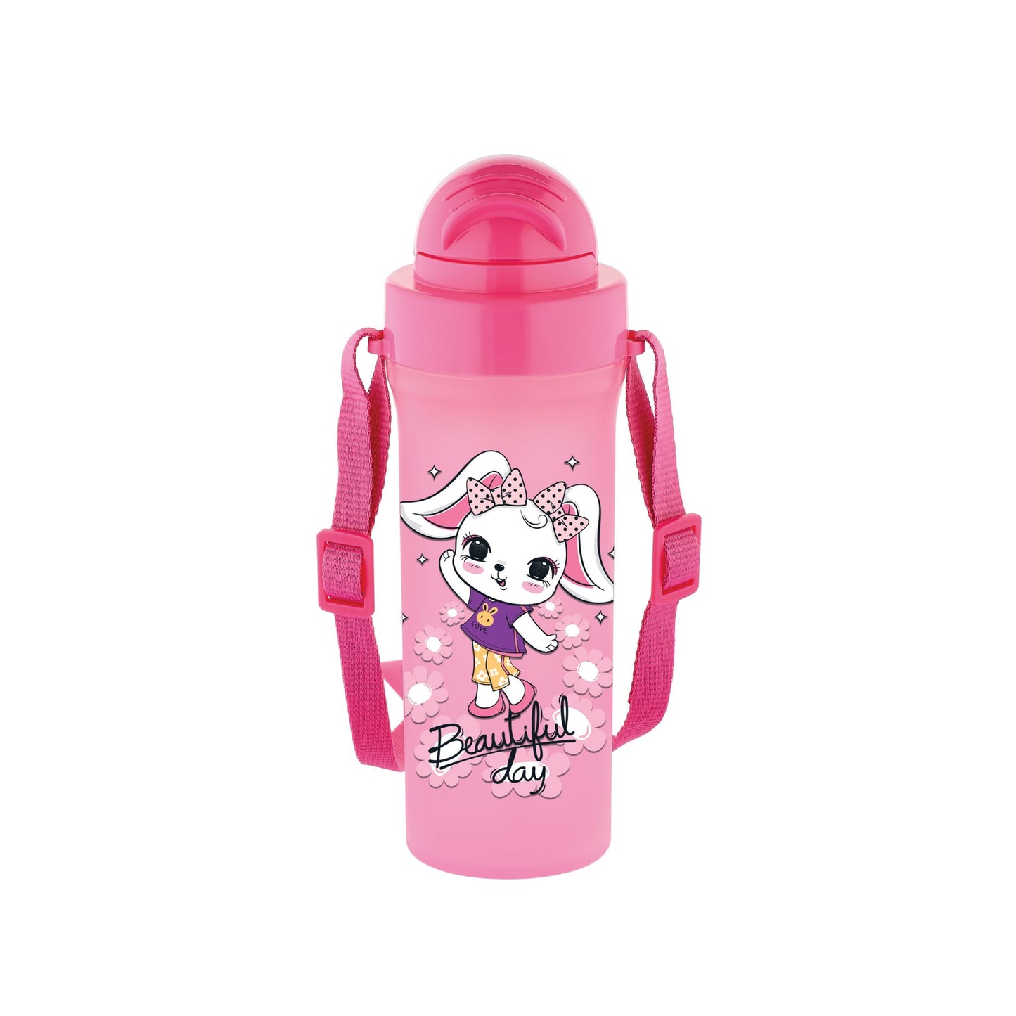 Renga Migo Water Bottle With Straw And Shoulder Strap - 300ML