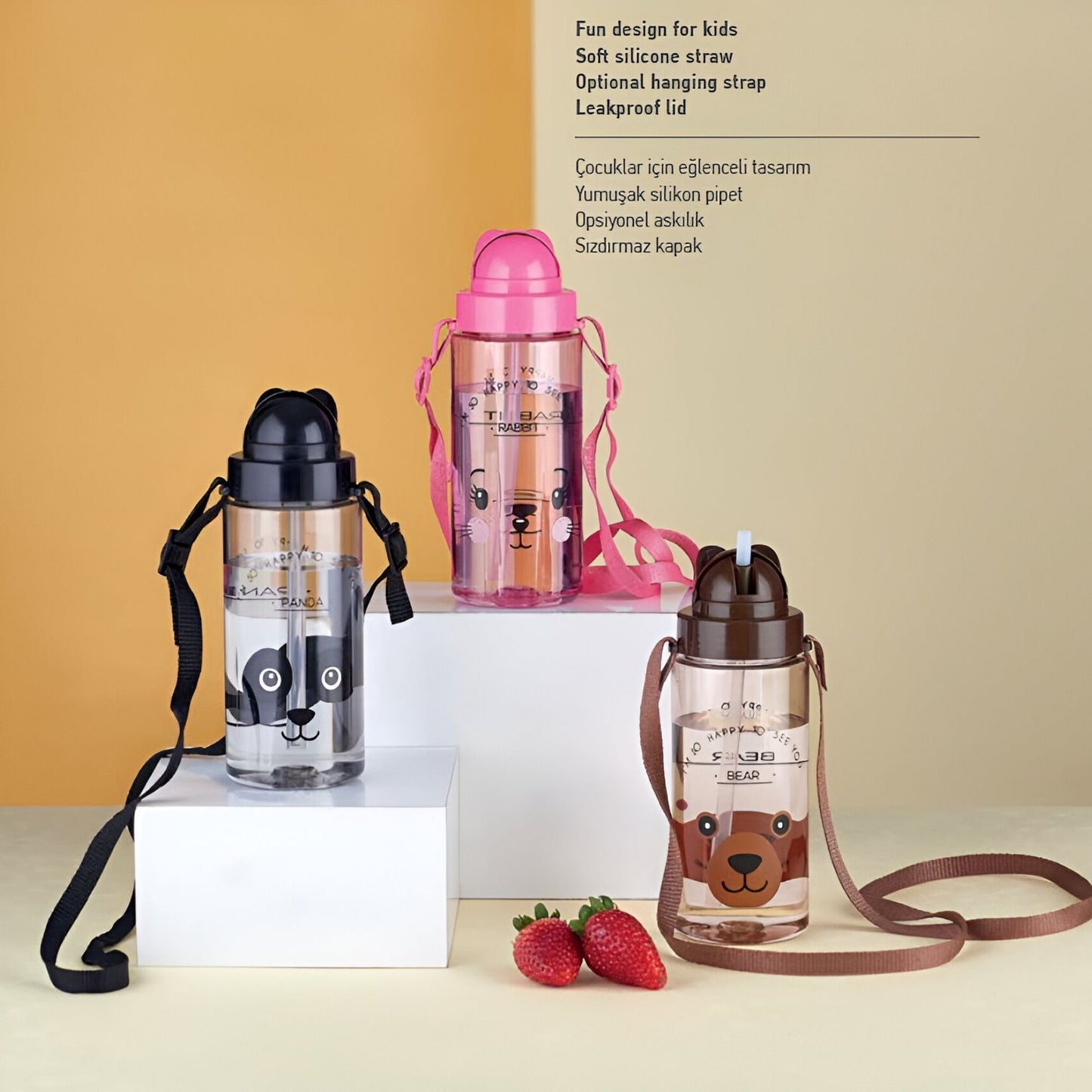 Renga Migo Water Bottle With Straw And Shoulder Strap - 300ML