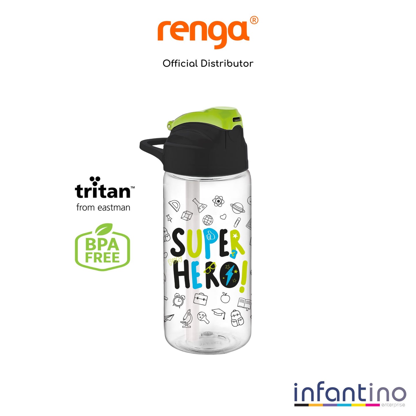 Renga Falcon Tritan Water Bottle With Straw - 500ML