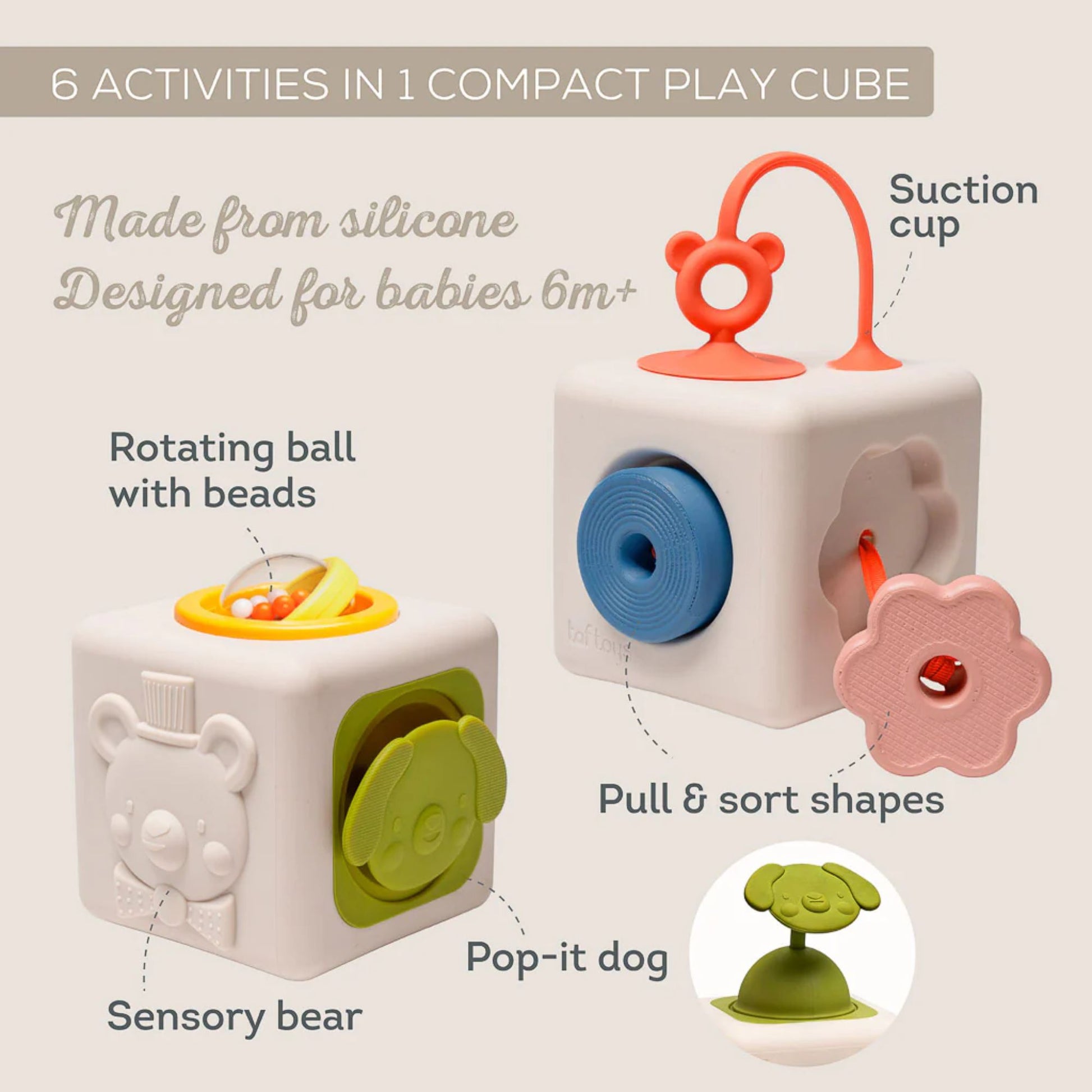 Taf Toys Peek & Play Silicone Activity Cube - Infantino