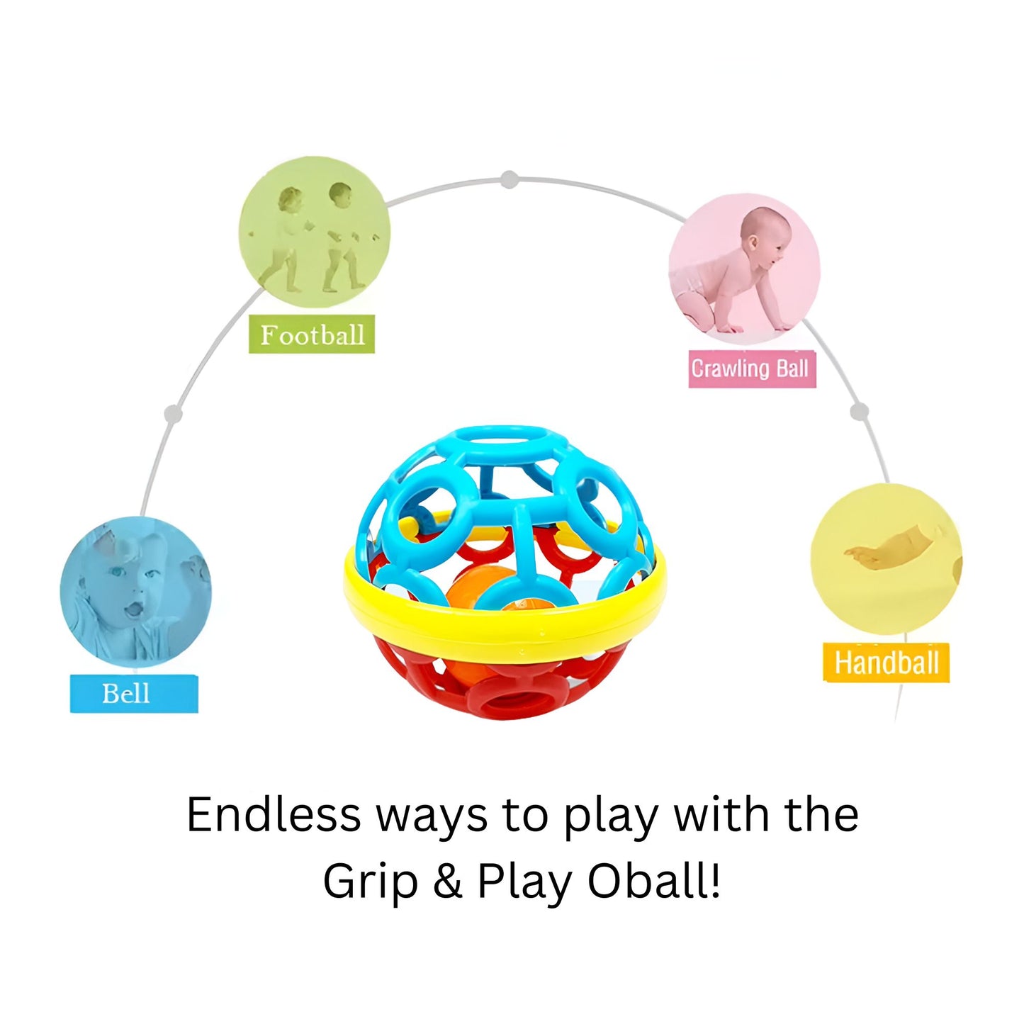 Maya & Friends Grip & Play Oball With Rattle (Assorted Colours)