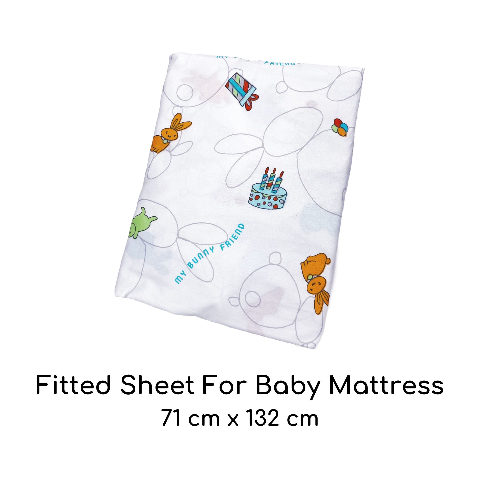 My Bunny Friend Fitted Sheet For Baby Mattress (Bunny Party)