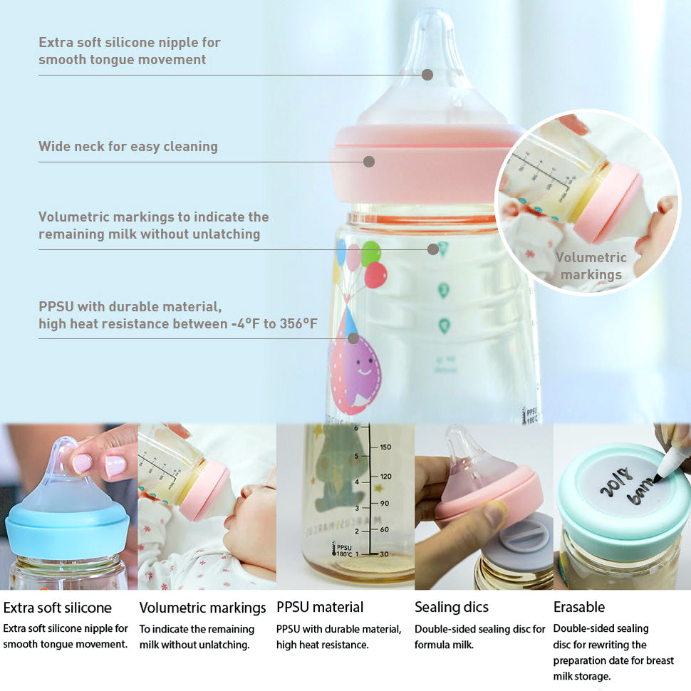 Marcus & Marcus PPSU Transition Feeding Bottle (180ml)