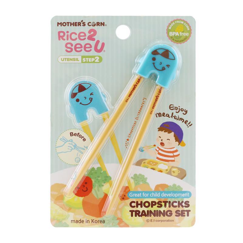 Mother's Corn Training Chopsticks - Blue | Little Baby.
