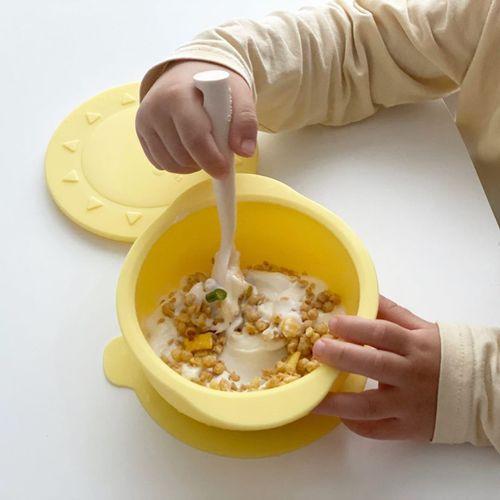 Mother's Corn Sunny Silicone Suction Bowl with Lid (Choose A Color) | Little Baby.